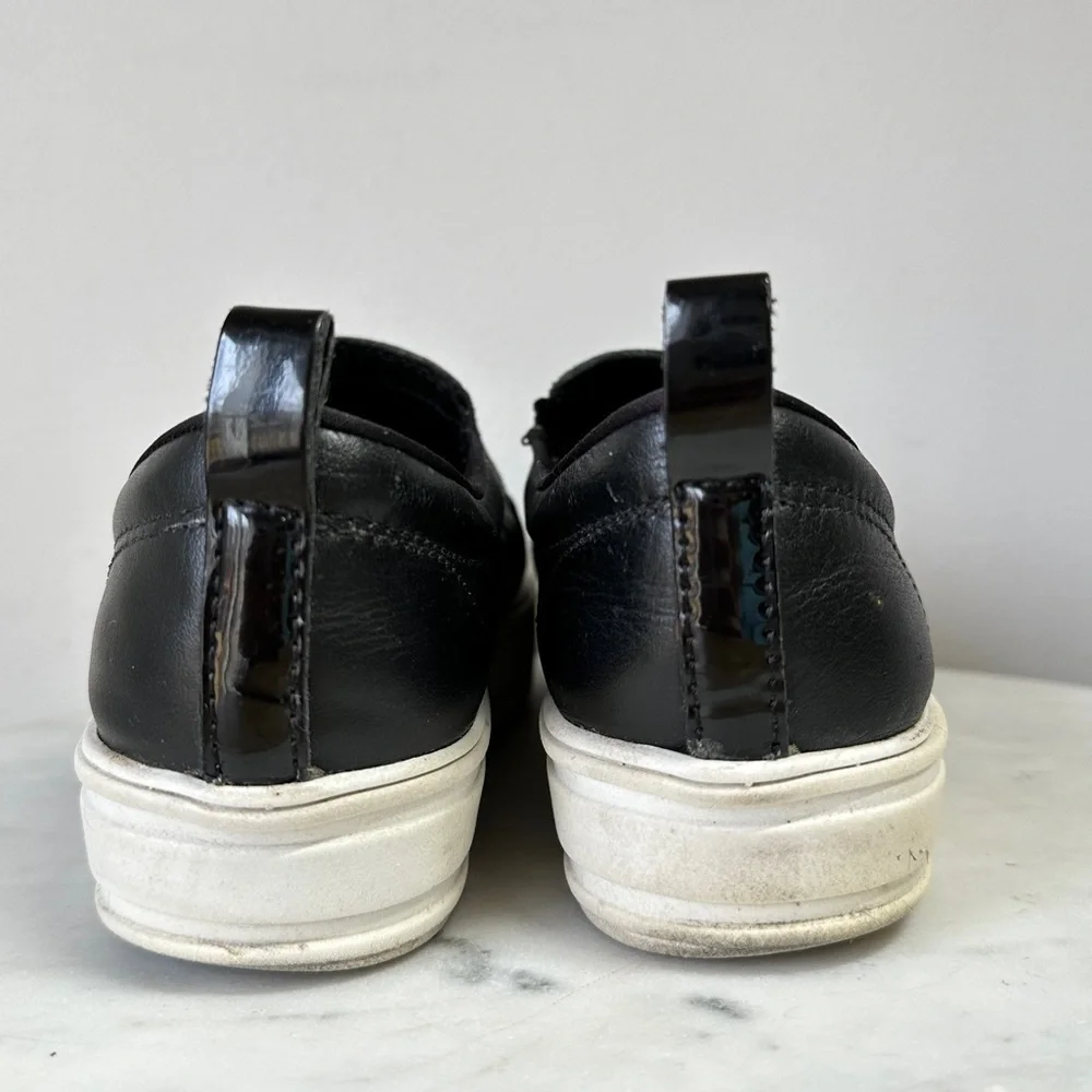 Anthropologie Raphaella Booz Black Soft Leather Platform Slip On Sneaker size 7